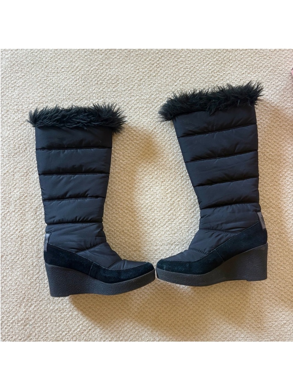 Juicy Couture Black Fur Trim Boots Size 8